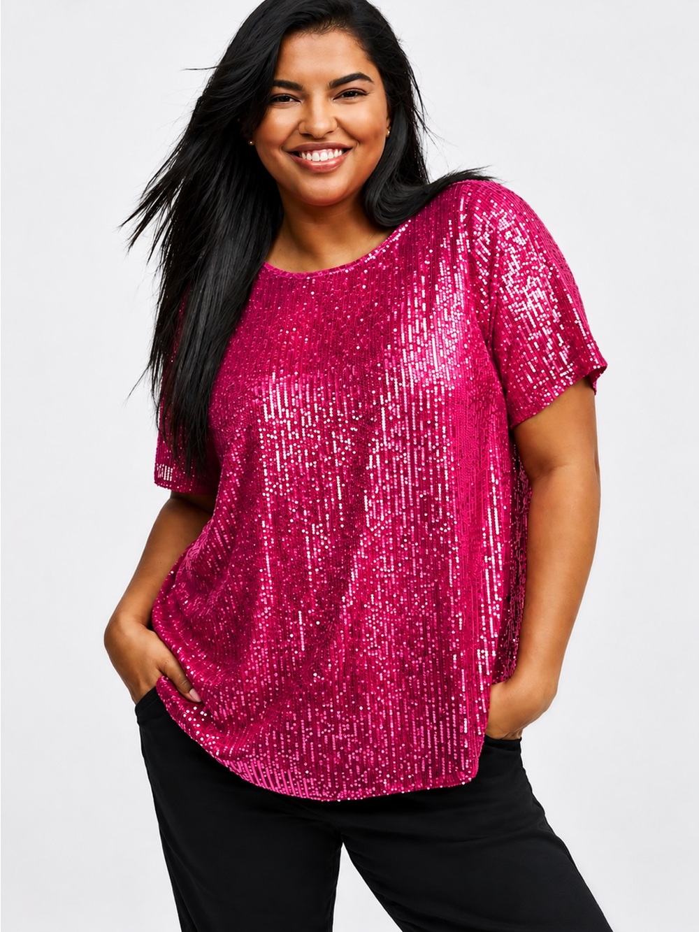 NWT Torrid Abbey Short Sleeve pink Sequin Top size 5 5X nye cocktail party